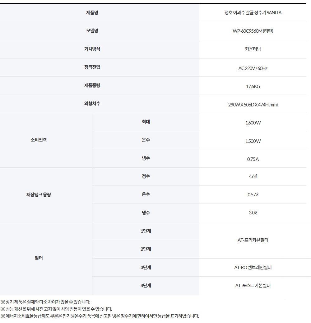 청호나이스 세니타 냉온정수기 상세 이미지 3