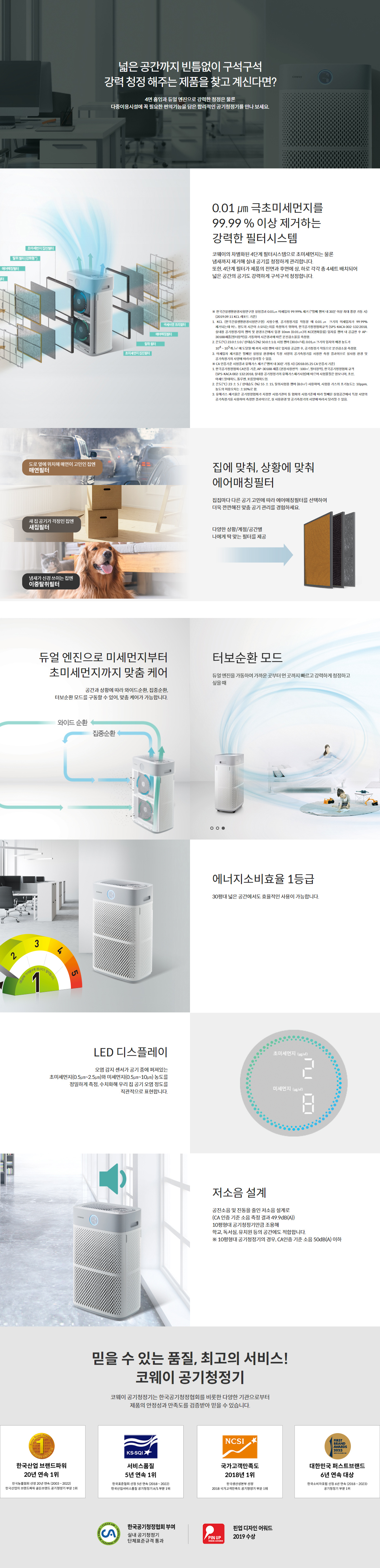코웨이 콰트로파워 공기청정기 AP-3018B 상세정보 1