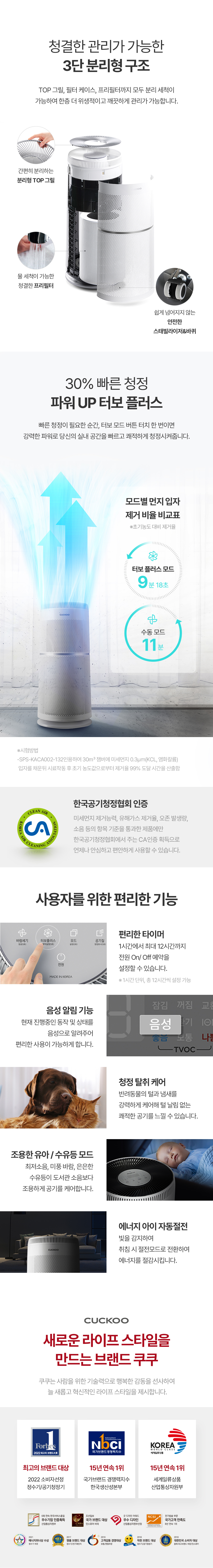 쿠쿠 울트라 12000 공기청정기 AC-35U10FWS 상세 이미지 3