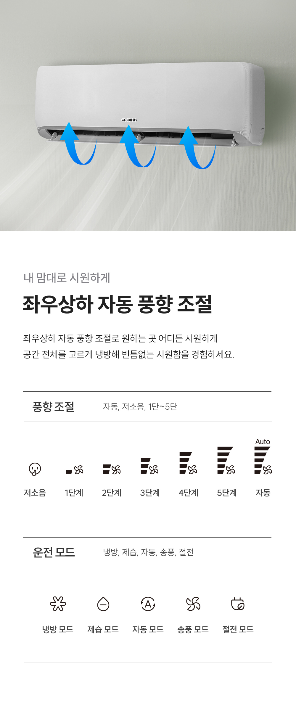 쿠쿠 인스퓨어 벽걸이 에어컨 6평형 CA-CRC0610W 상세 이미지 6