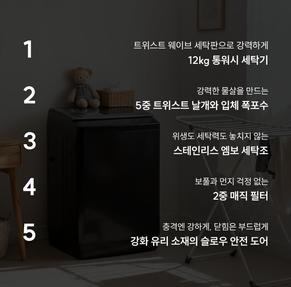 쿠쿠 통워시 전기세탁기 12kg CWM-ATFF1210B 상세 이미지 2