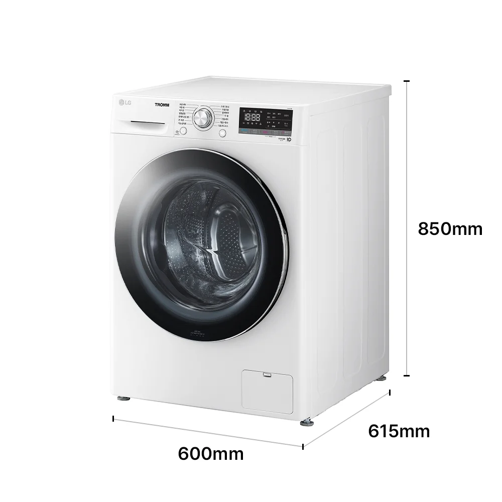 LG 트롬 세탁기(12kg, 화이트) 제품 크기 이미지