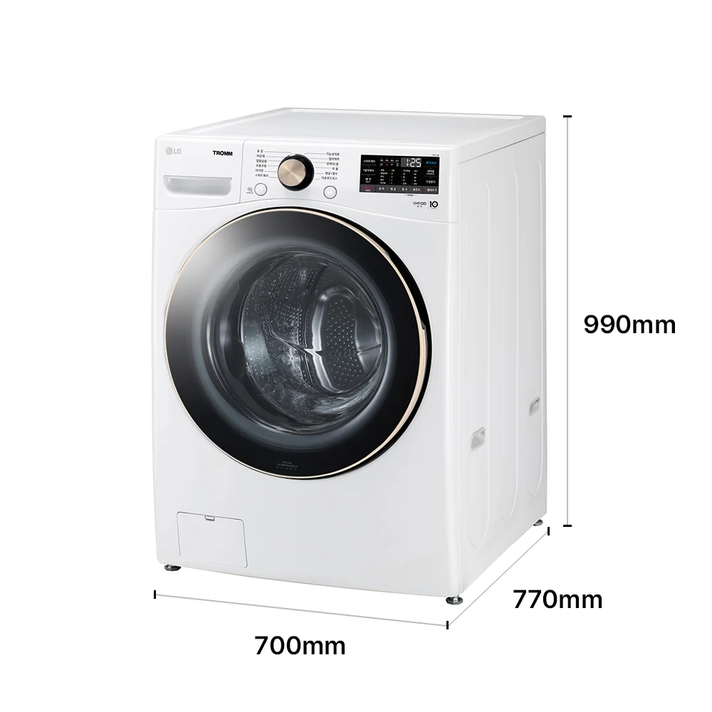 LG 트롬 세탁기(21kg, 화이트) 제품 크기 이미지