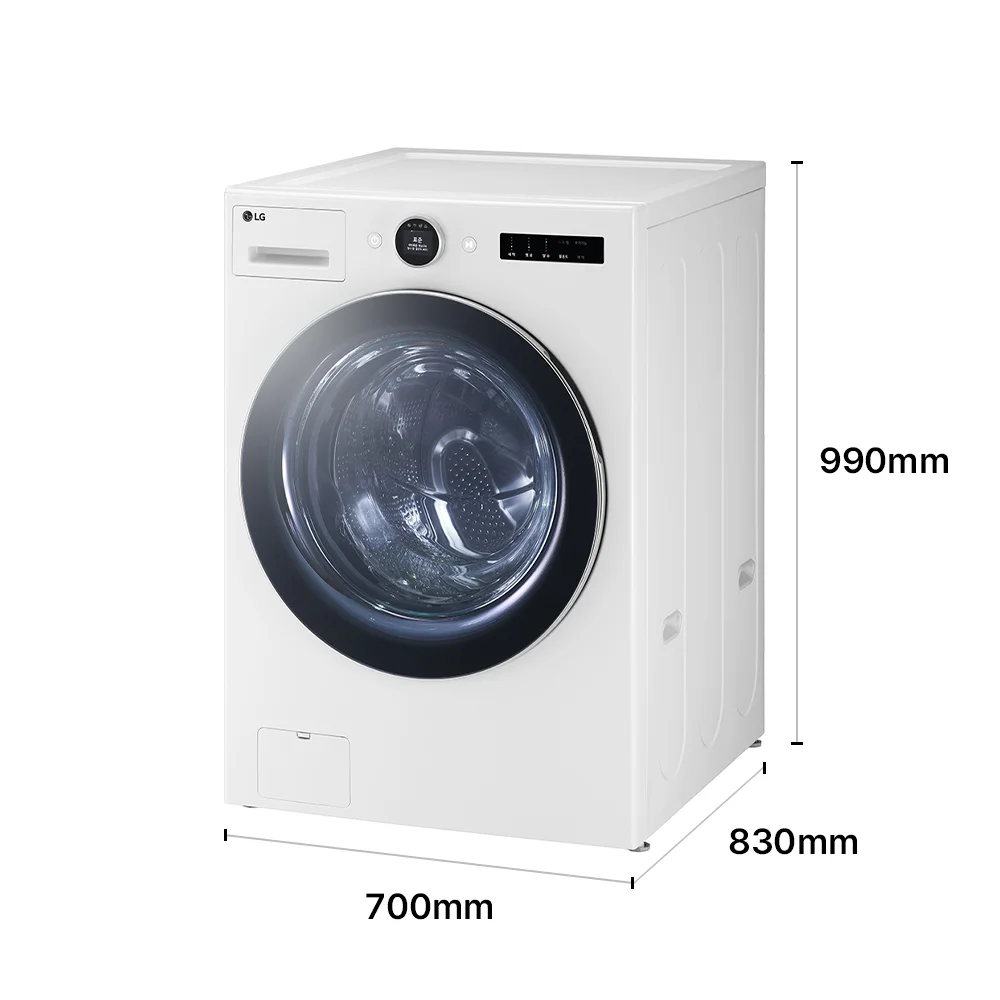 LG 트롬 세탁기(24kg, 화이트) 제품 크기 이미지