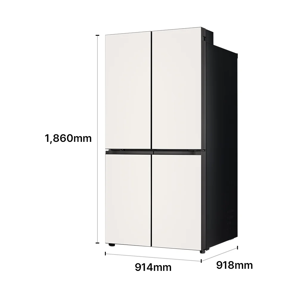 LG 디오스 AI 오브제컬렉션 STEM 베이직 냉장고(베이지/베이지) 제품 크기 이미지