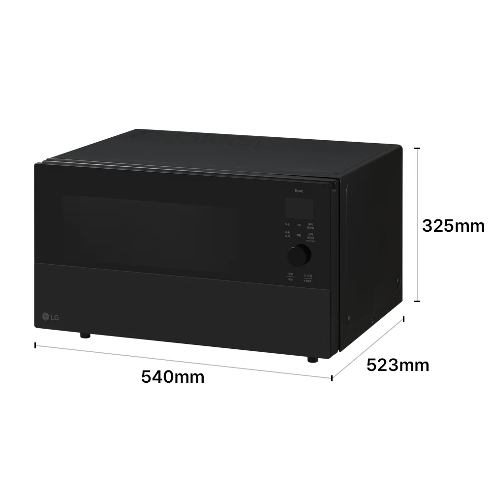 LG 디오스 오브제컬렉션 광파오븐(39L, 카밍매트블랙) 제품 크기 이미지