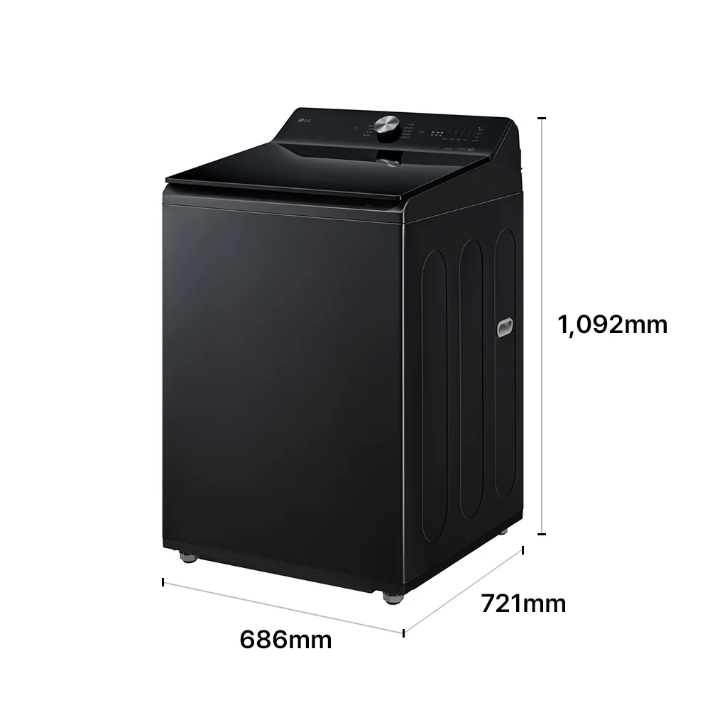 LG 통돌이 컴포트 세탁기(25kg, 오닉스블랙) 제품 크기 이미지