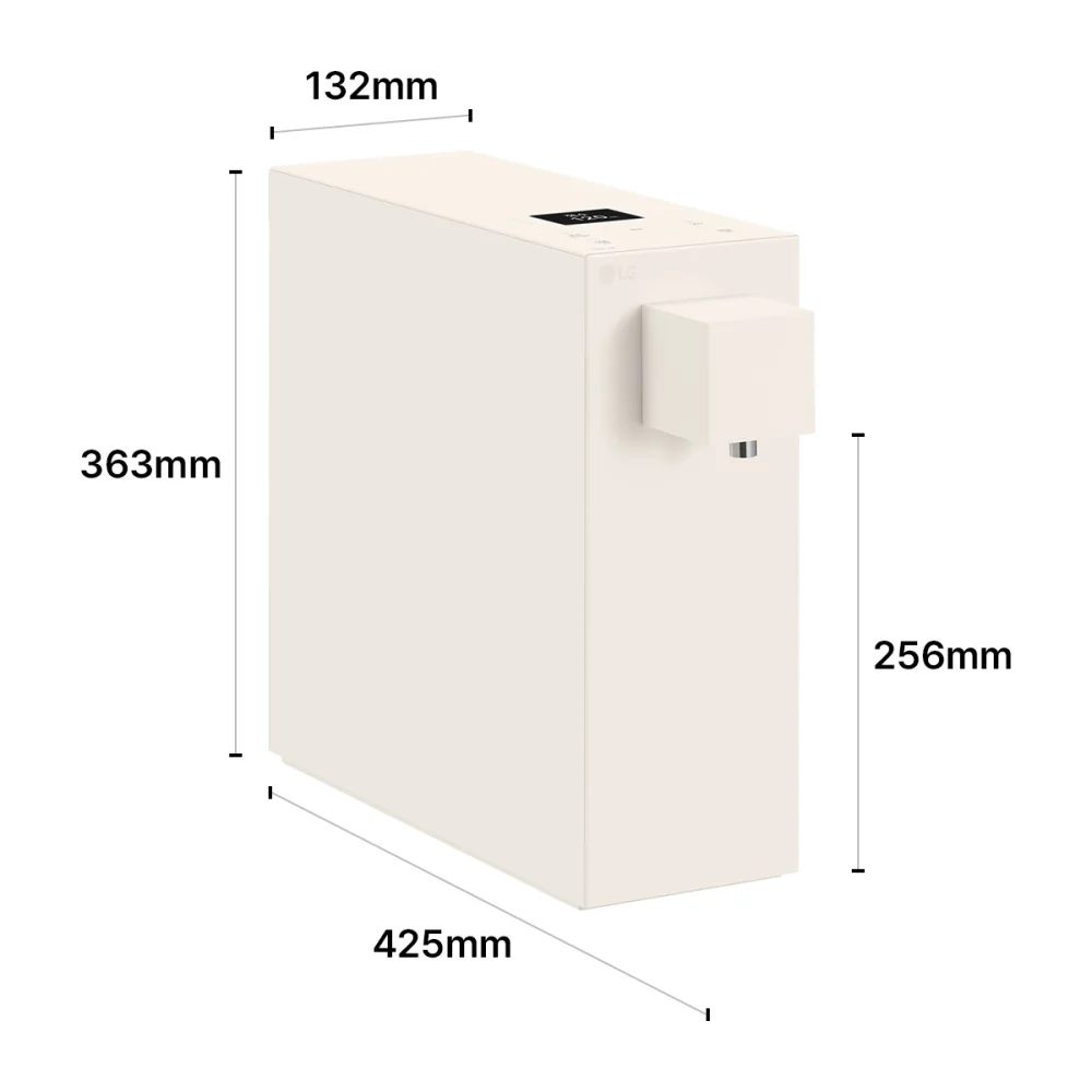 LG 퓨리케어 오브제컬렉션 정수기(라이트온, 냉·온·정) 제품 크기 이미지