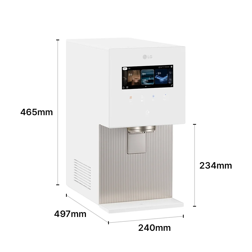 LG 퓨리케어 AI 오브제컬렉션 냉동얼음정수기 (얼음·냉·온·정) 제품 크기 이미지