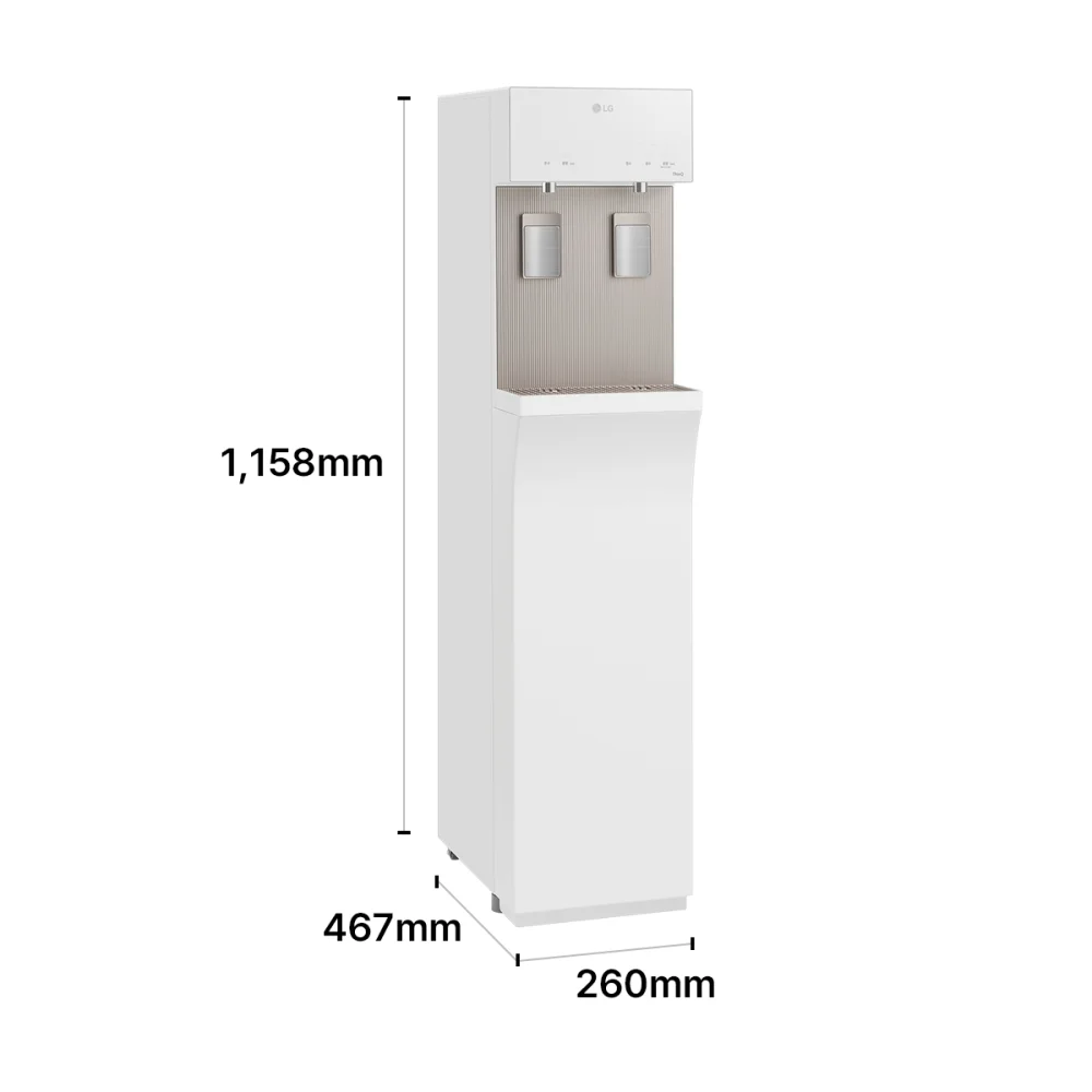 LG 퓨리케어 오브제컬렉션 정수기(슬림스탠드, 냉·온·정) 제품 크기 이미지