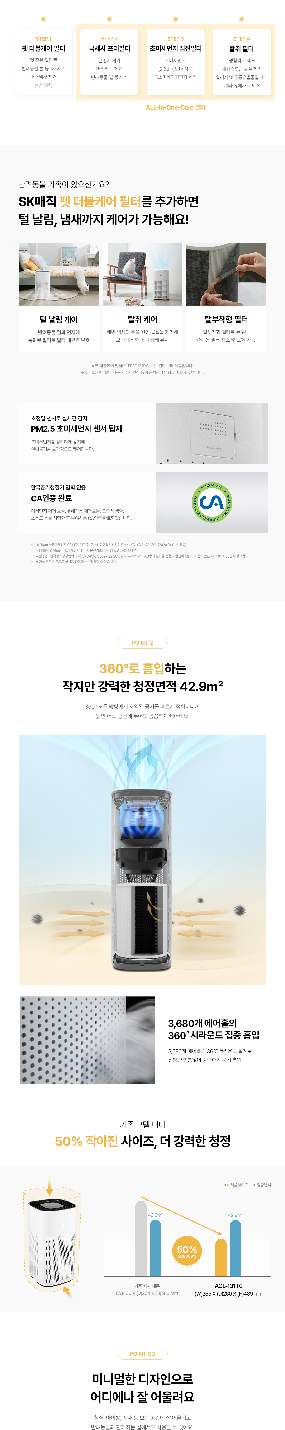 SK매직 코어 360˚ 공기청정기 42㎡(13평) 공식 상세 이미지 3
